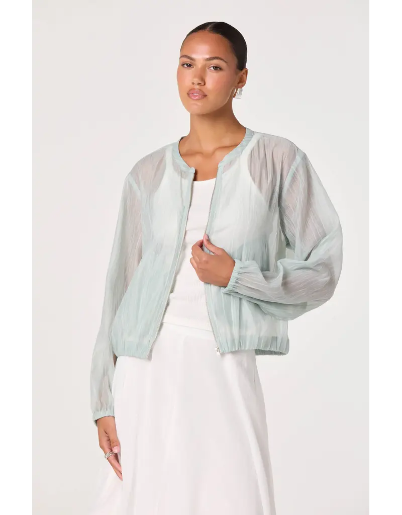 ASTR Aeva Sheer Chiffon Bomber Jacket