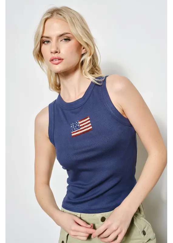 Pretty Garbage Garrett Flag Beaded Tank