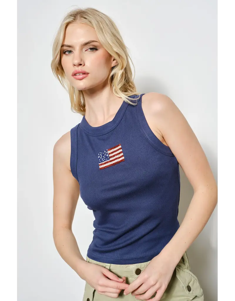 Pretty Garbage Garrett Flag Beaded Tank