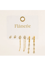 Flanerie Finley 18K Gold Non-Tarnish Earring Set
