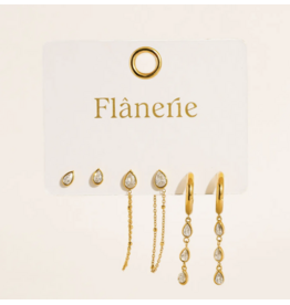 Flanerie Finley 18K Gold Non-Tarnish Earring Set