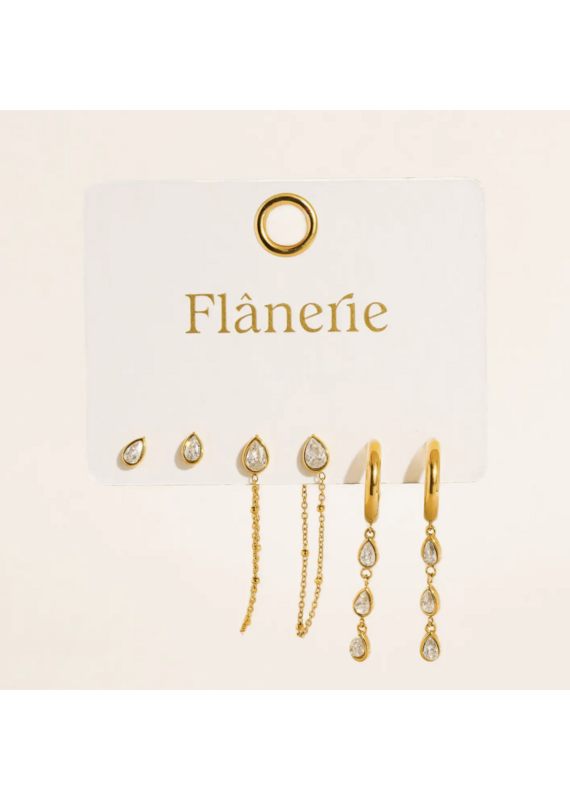 Flanerie Finley 18K Gold Non-Tarnish Earring Set