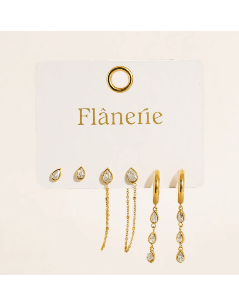 Flanerie Finley 18K Gold Non-Tarnish Earring Set
