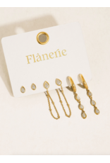 Flanerie Finley 18K Gold Non-Tarnish Earring Set