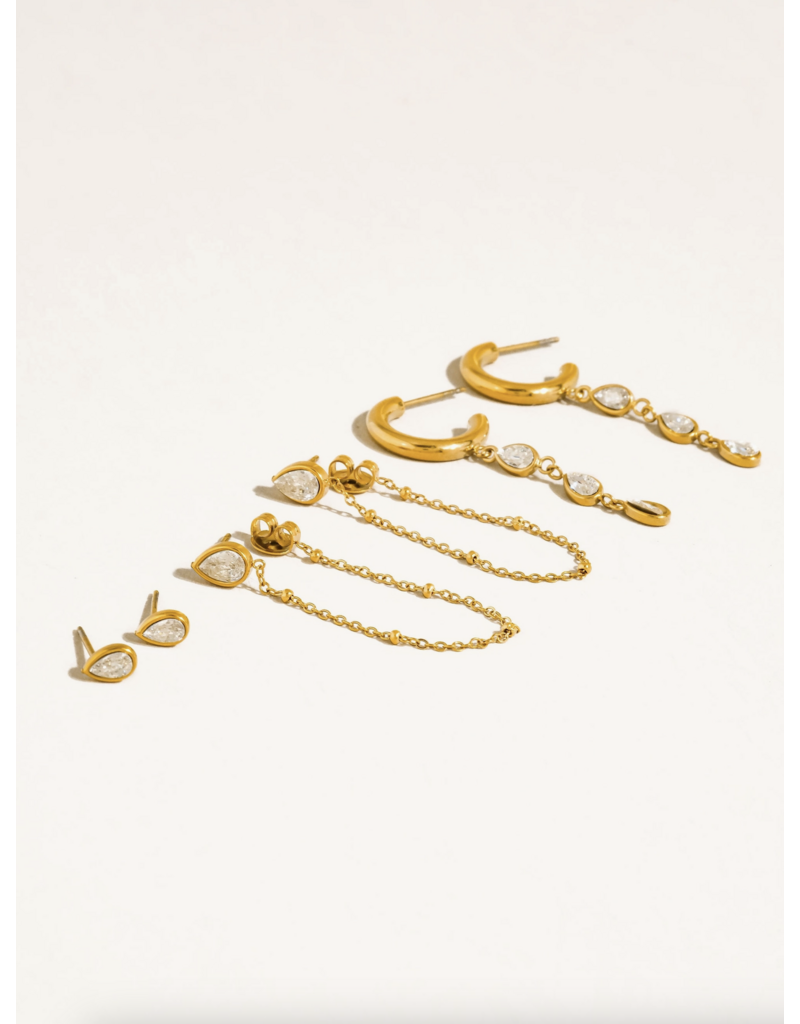 Flanerie Finley 18K Gold Non-Tarnish Earring Set