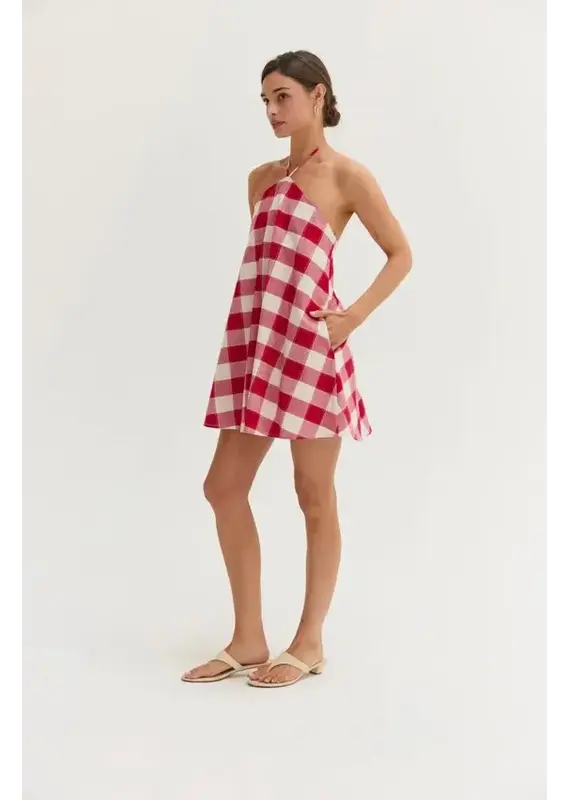 Flora Gingham Hidden Romper Mini Dress