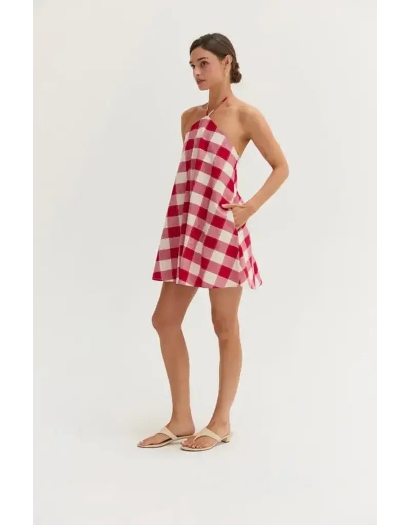 Flora Gingham Hidden Romper Mini Dress