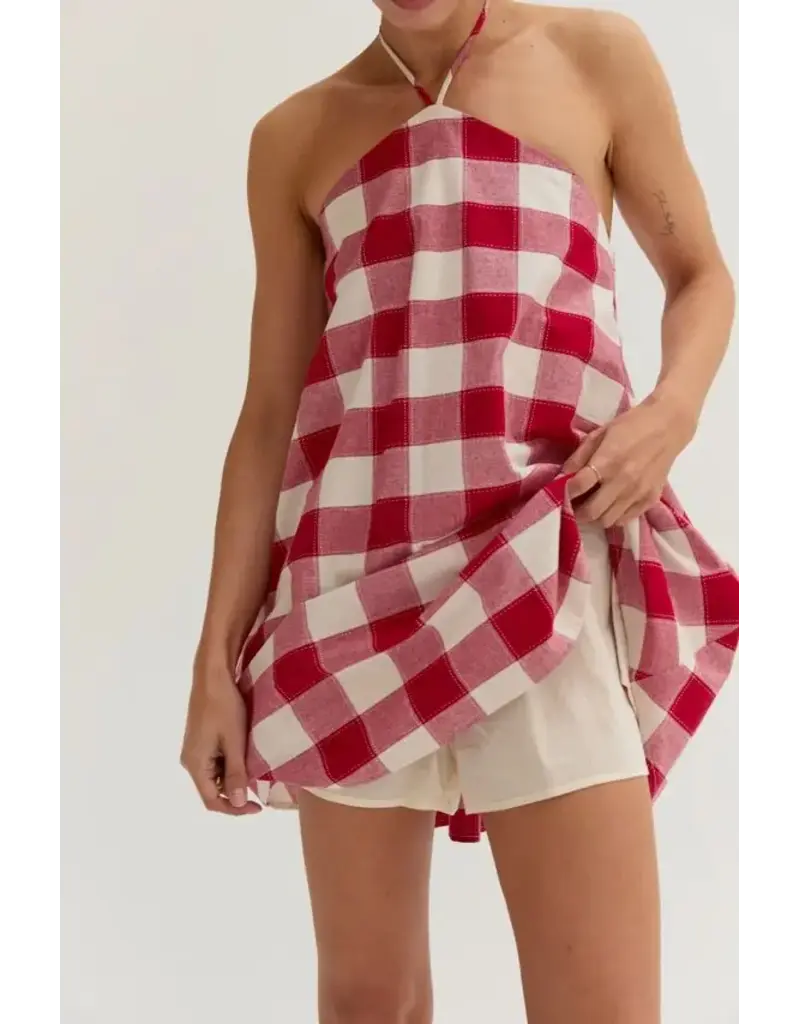 Flora Gingham Hidden Romper Mini Dress