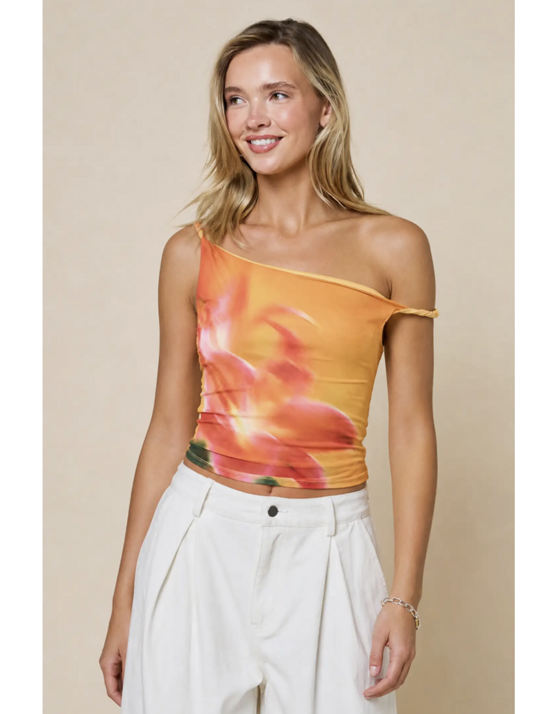 Tania Twist One Shoulder Mesh Top