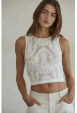 By Together Seamless Stretchy Patterned Mesh Tank Top