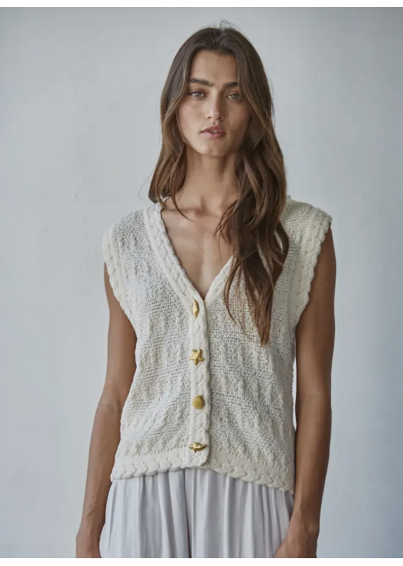 By Together Maisie Mixed Button Knit Vest Top