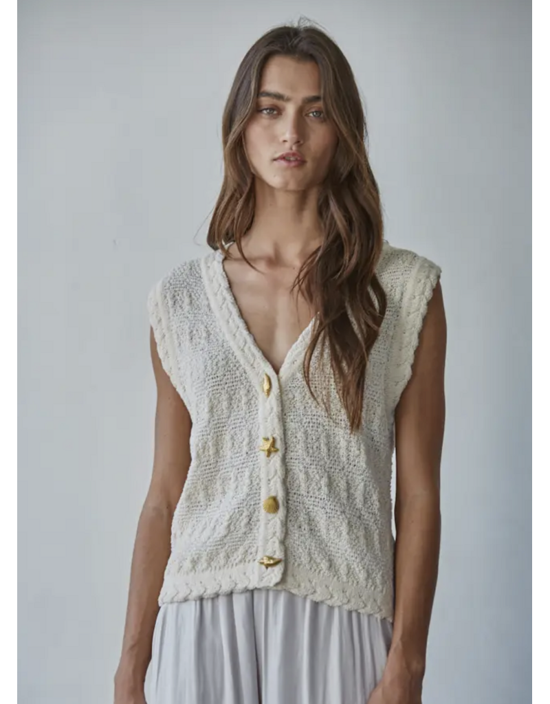By Together Maisie Mixed Button Knit Vest Top
