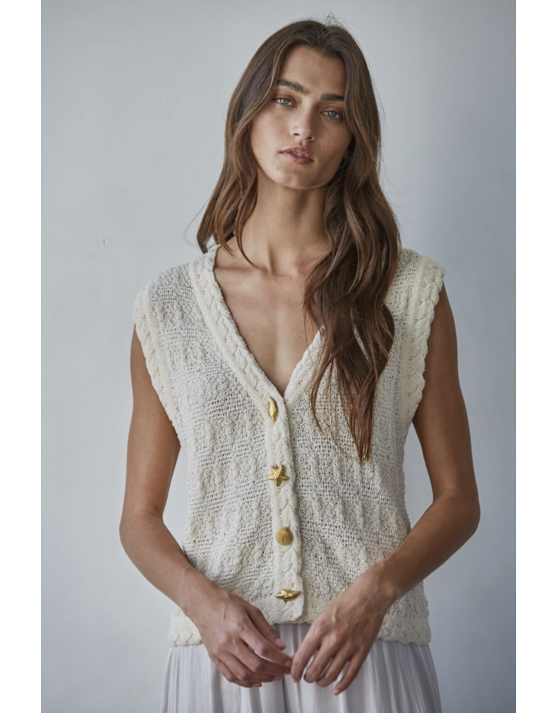 By Together Maisie Mixed Button Knit Vest Top