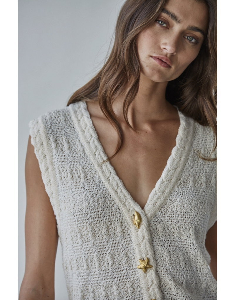 By Together Maisie Mixed Button Knit Vest Top