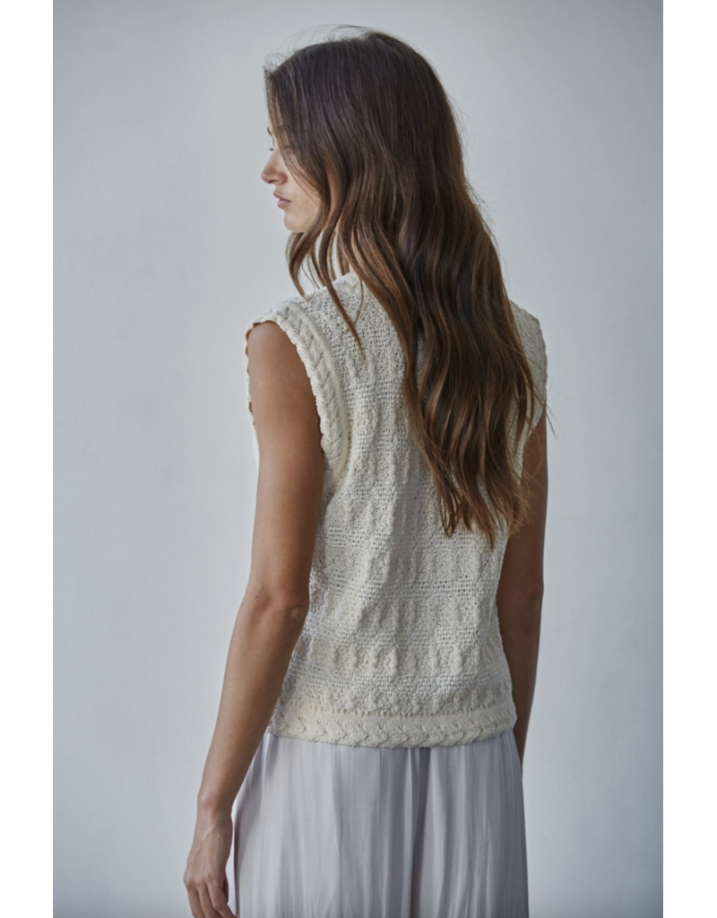 By Together Maisie Mixed Button Knit Vest Top