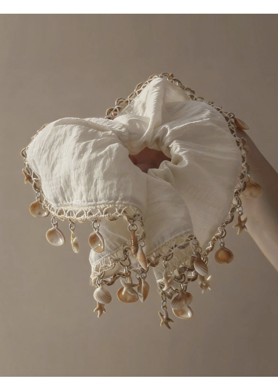Bohemian Seashell Tassel Scrunchie