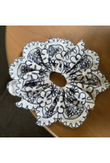 Embroidered Scalloped Scrunchie