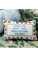 Furbish Studio Docking the Boat Needlepoint Pillow