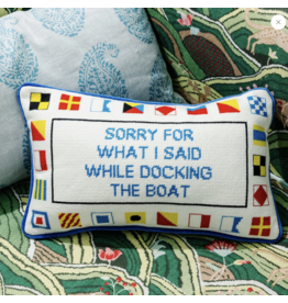 Furbish Studio Docking the Boat Needlepoint Pillow