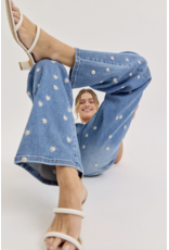 Cello Jeans High Rise Embroidered Wide Leg Jean