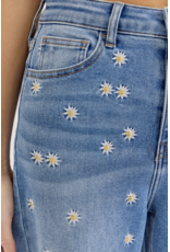Cello Jeans High Rise Embroidered Wide Leg Jean