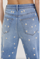 Cello Jeans High Rise Embroidered Wide Leg Jean