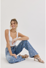 Cello Jeans High Rise Embroidered Wide Leg Jean