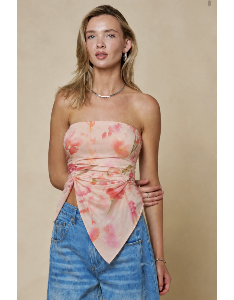 Phoebe Twist Strapless Mesh Top