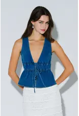 Darla Denim Tie Front Top