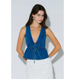 Darla Denim Tie Front Top