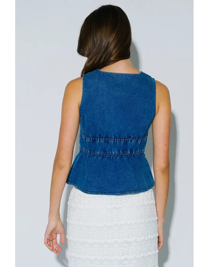 Darla Denim Tie Front Top
