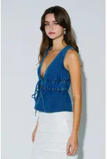 Darla Denim Tie Front Top
