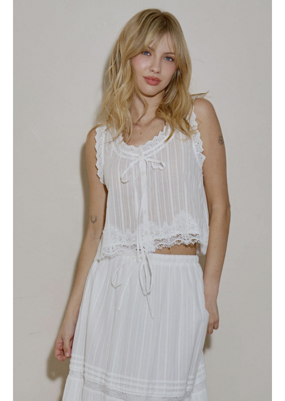 Tori Lace Tie Front Top