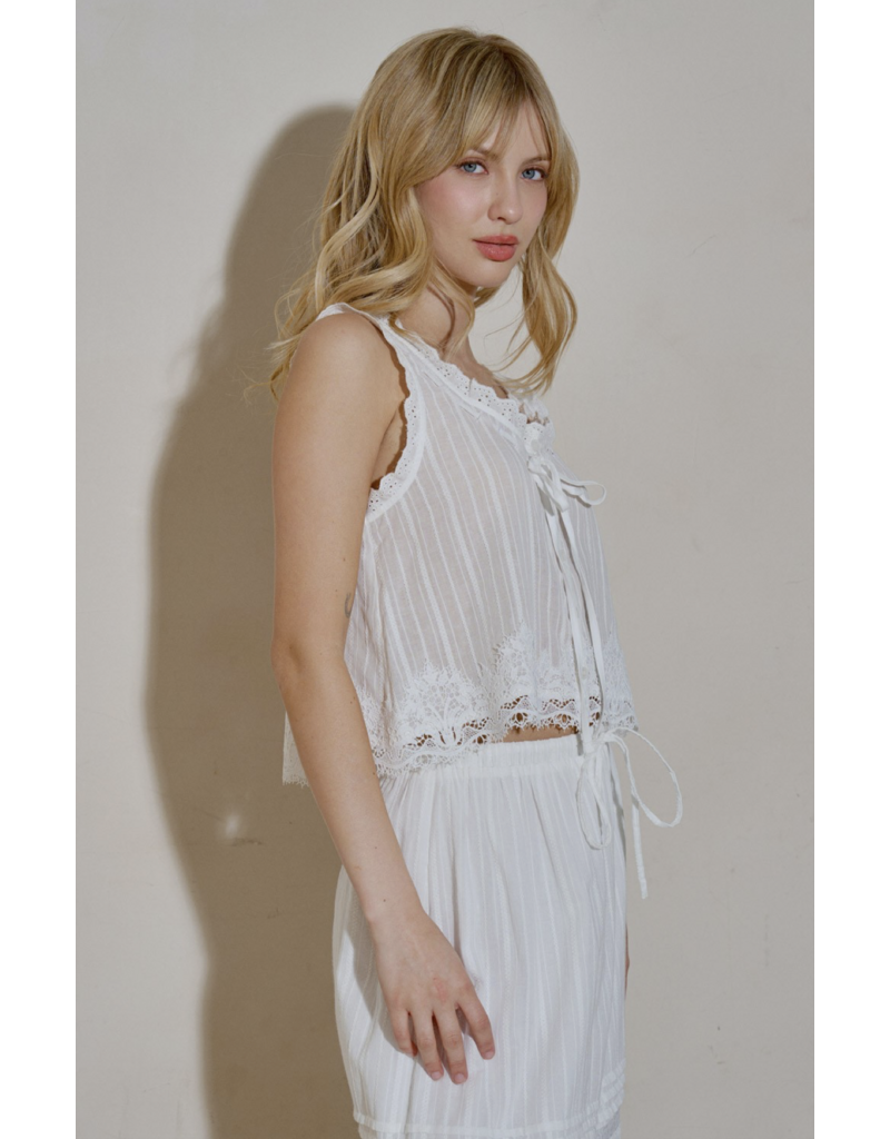 Tori Lace Tie Front Top