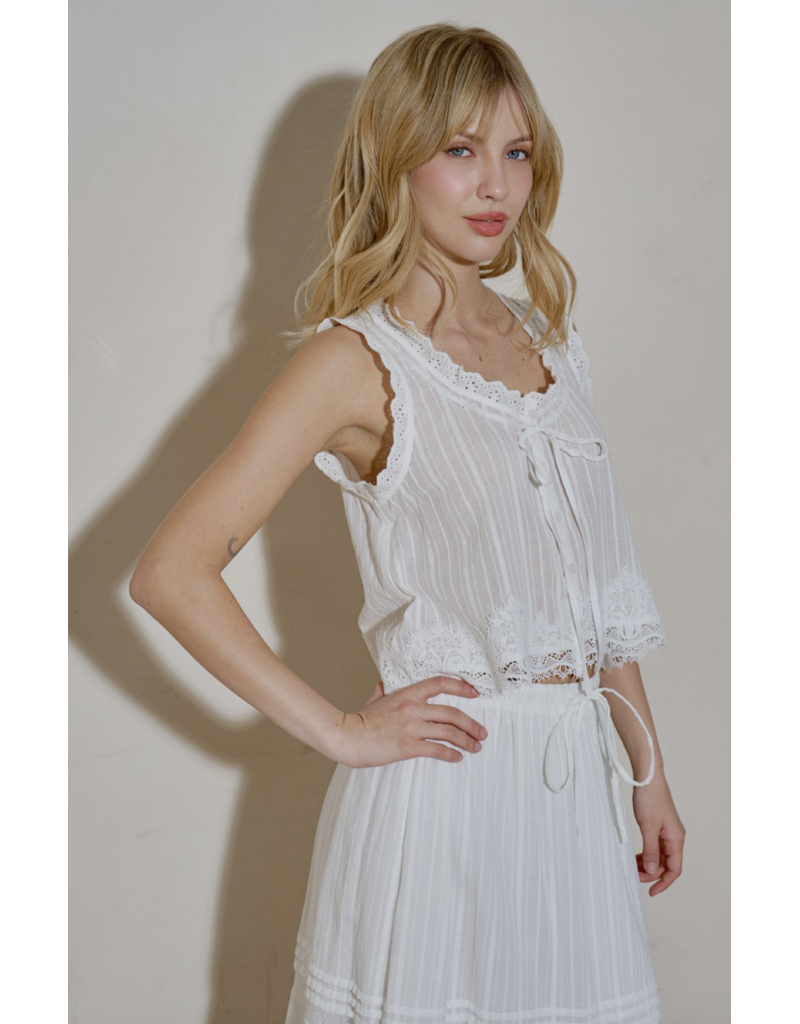 Tori Lace Tie Front Top