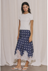 Dotty Satin Lace Midi Skirt