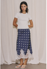 Dotty Satin Lace Midi Skirt