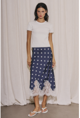 Dotty Satin Lace Midi Skirt