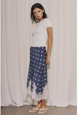 Dotty Satin Lace Midi Skirt