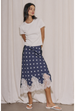 Dotty Satin Lace Midi Skirt
