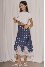 Dotty Satin Lace Midi Skirt