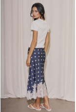 Dotty Satin Lace Midi Skirt
