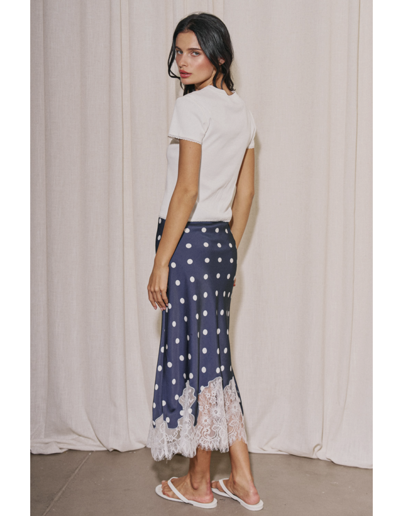 Dotty Satin Lace Midi Skirt