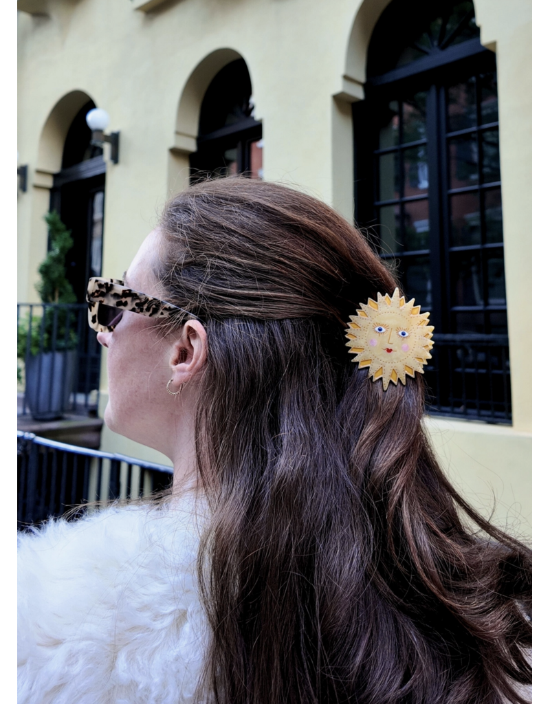 Hand-Painted Celestial Sun Hair Claw Clip