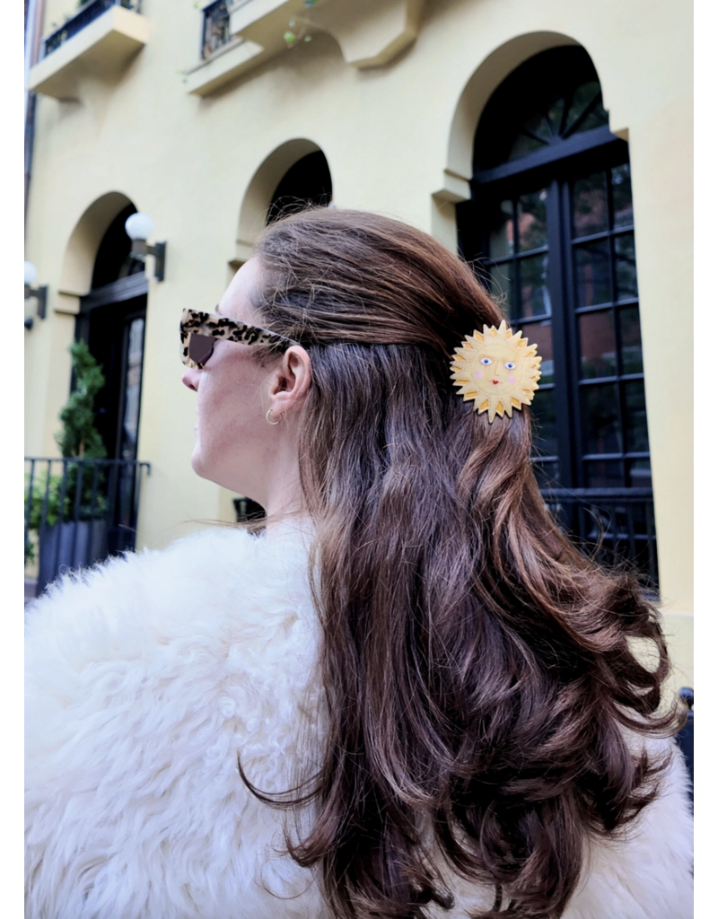 Hand-Painted Celestial Sun Hair Claw Clip