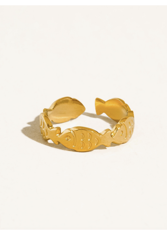 Flanerie Livia 18K Gold Non-Tarnish Fish Wrap Ring