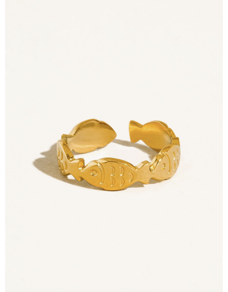 Flanerie Livia 18K Gold Non-Tarnish Fish Wrap Ring