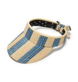 Lele Sadoughi Lapis Striped Raffia Bow Visor