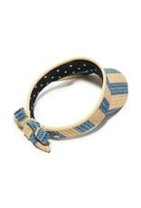Lele Sadoughi Lapis Striped Raffia Bow Visor