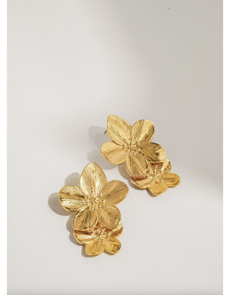 Flanerie Ivy 18K Gold Non-Tarnish Flower Earring